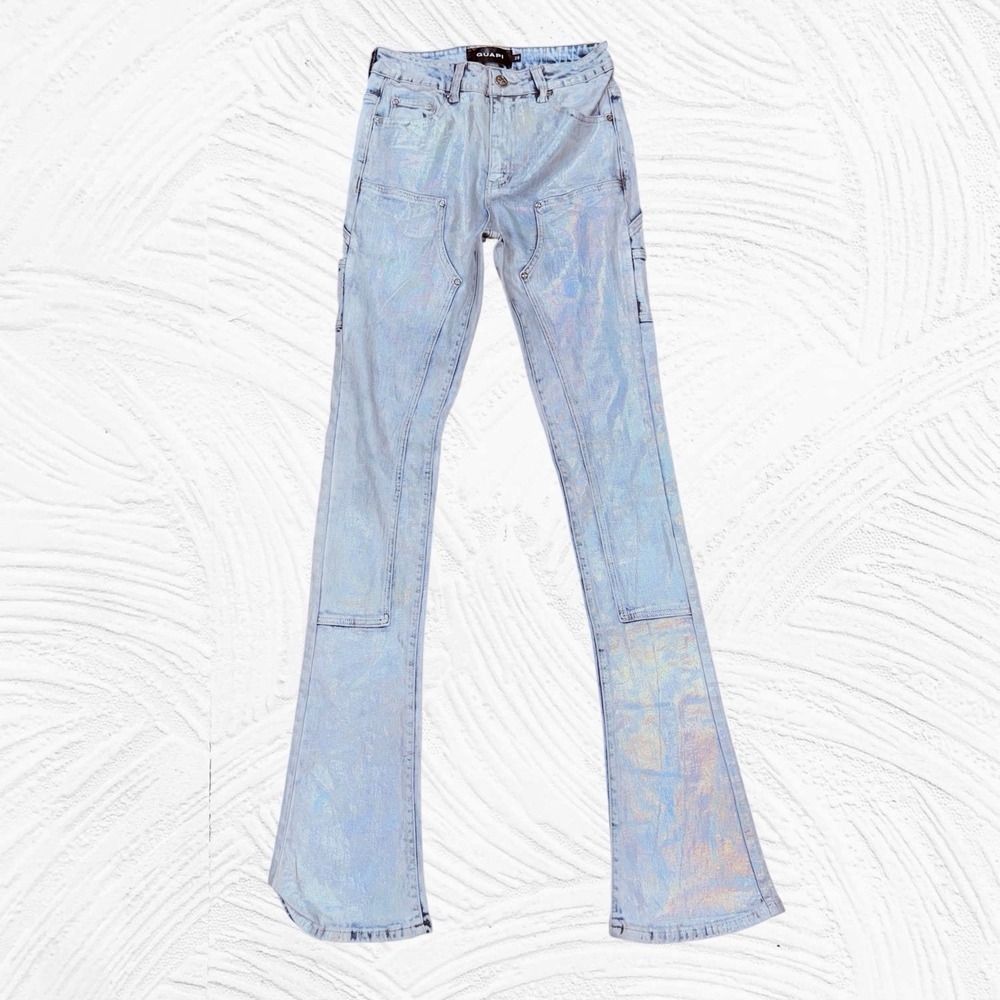 Guapi Jeans Mens Size 28 Pearlescent Coated Grunge Stacking‎ Cargo Streetwear